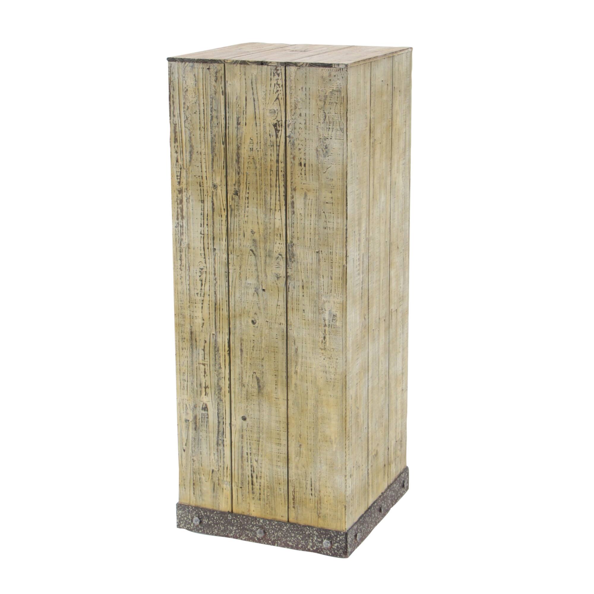 Set of 3" Brown Wood Rustic Pedestal Table, 39", 30", 22"